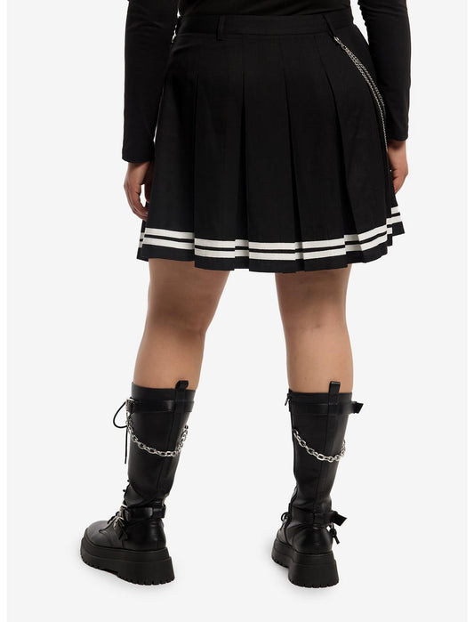 Black & White Varsity Stripe Skirt With Chain Plus Size - US 5082