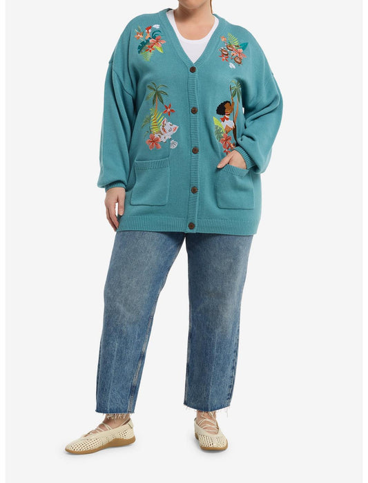 Disney Moana Embroidered Girls Cardigan Plus Size - US 7140