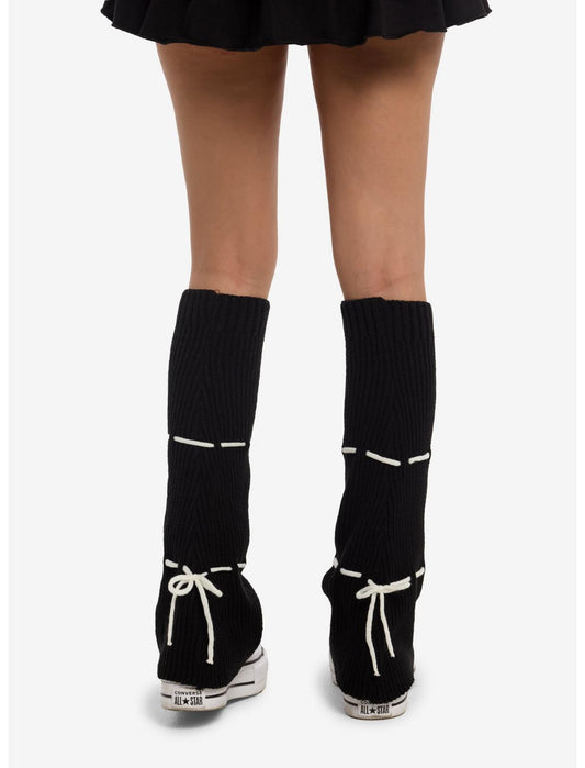 Black & White Tie Flare Leg Warmers - US 2980