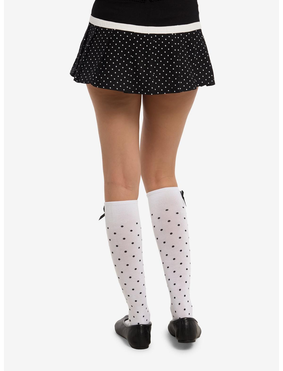 Black & White Polka Dot Belted Mini Skirt - US 7441
