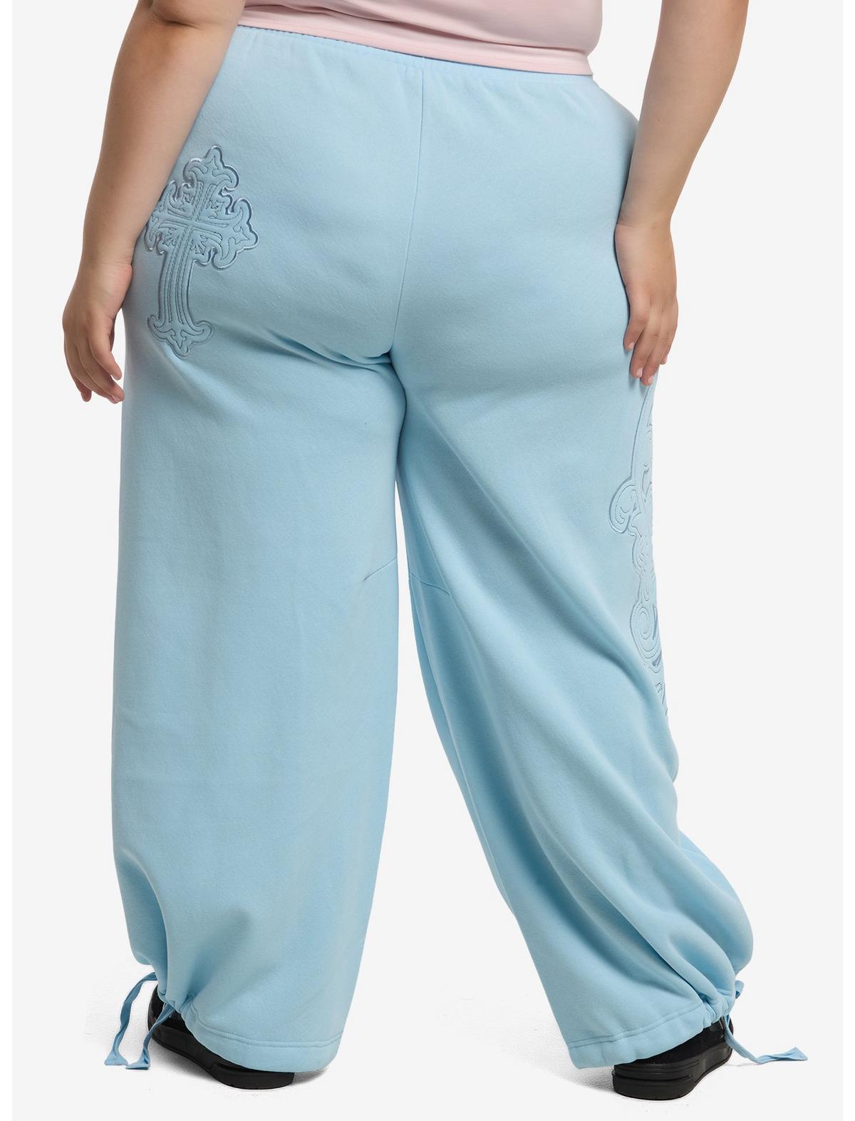 Light Blue Cross Wide Leg Lounge Pants Plus Size - US 4564