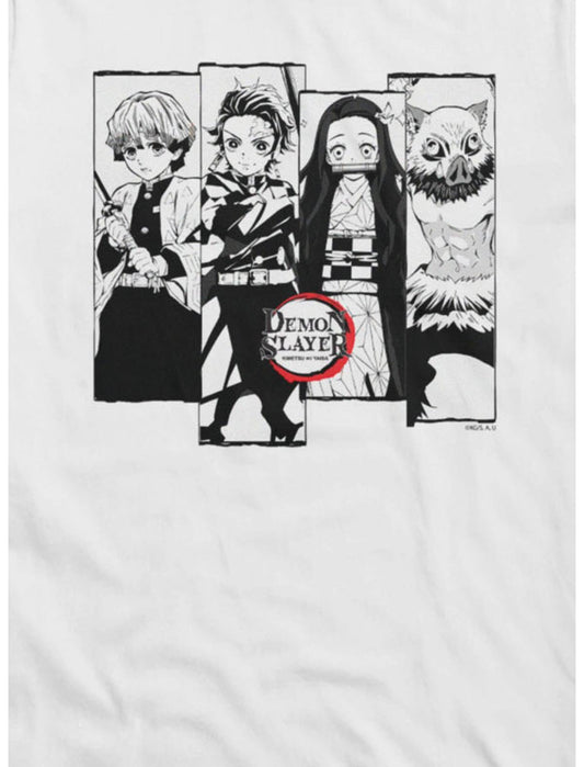 Demon Slayer Black And White Panels Girls T-Shirt - US 2227