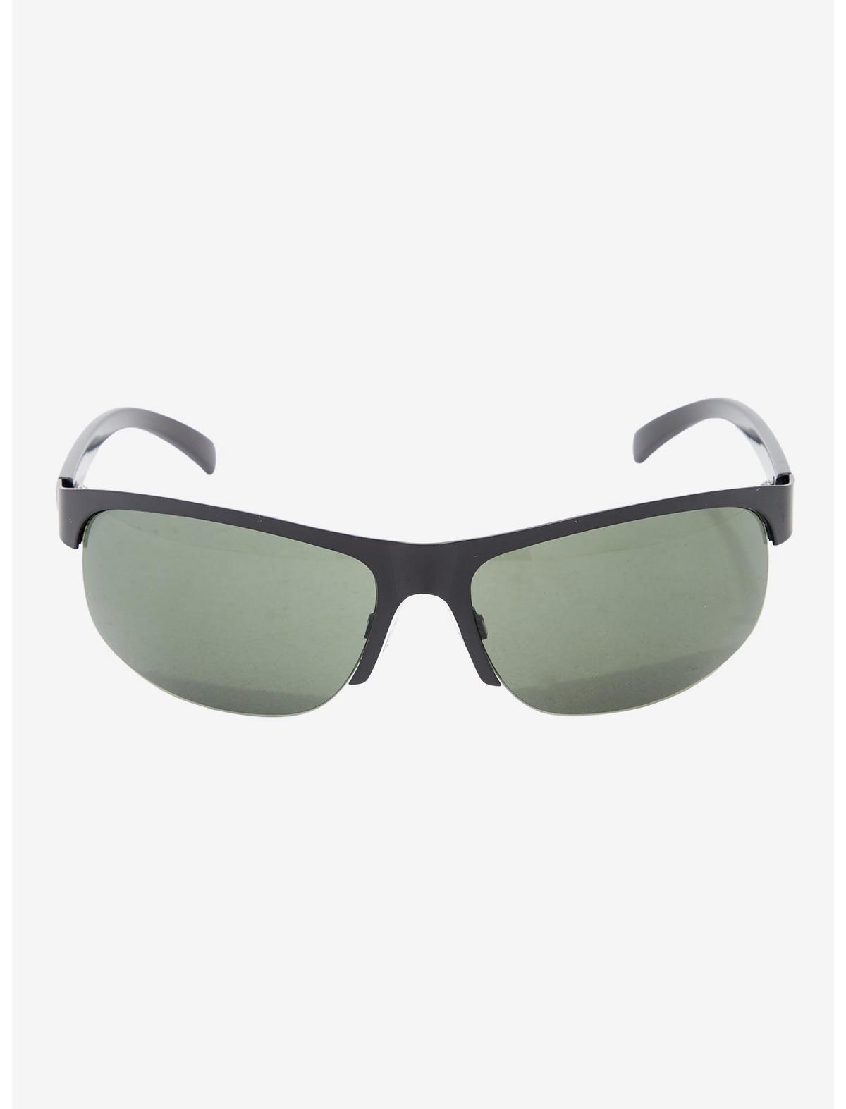 Black & Green Tint Racer Sunglasses - US 3657