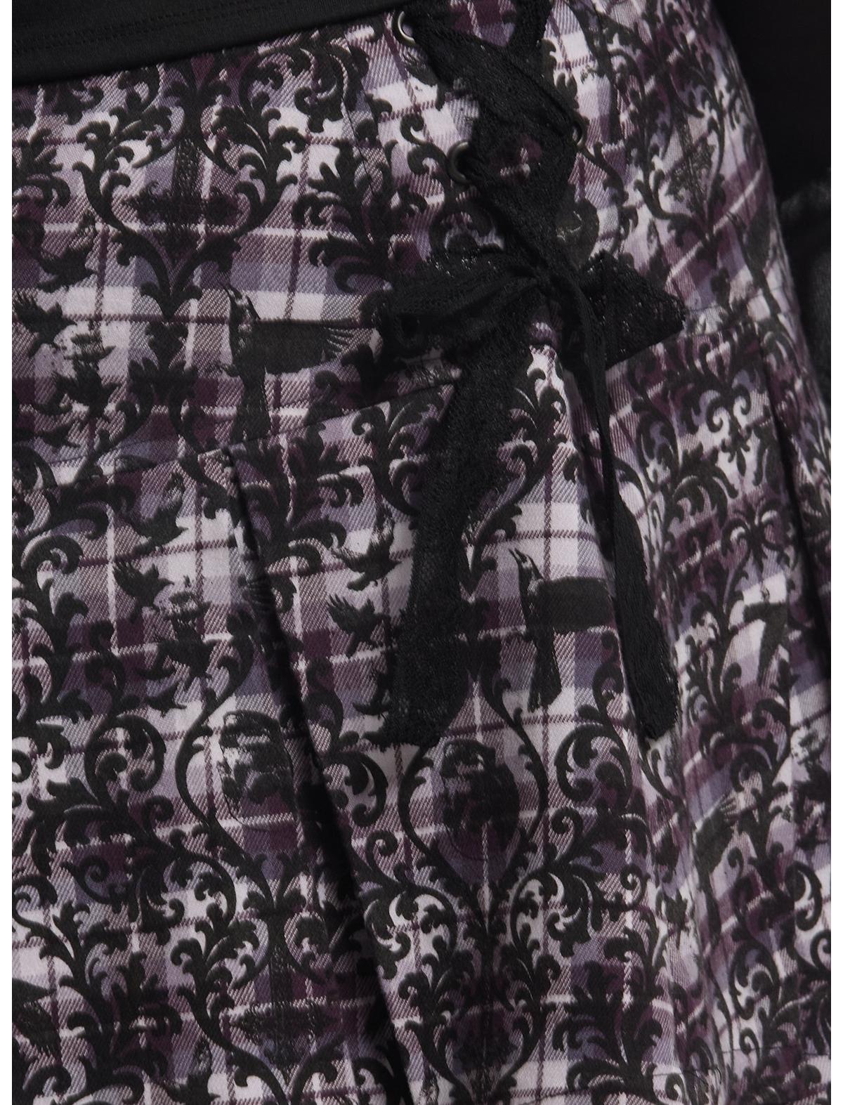 Cosmic Aura Purple Plaid Filigree Print Ribbon Skirt Plus Size - US 9922