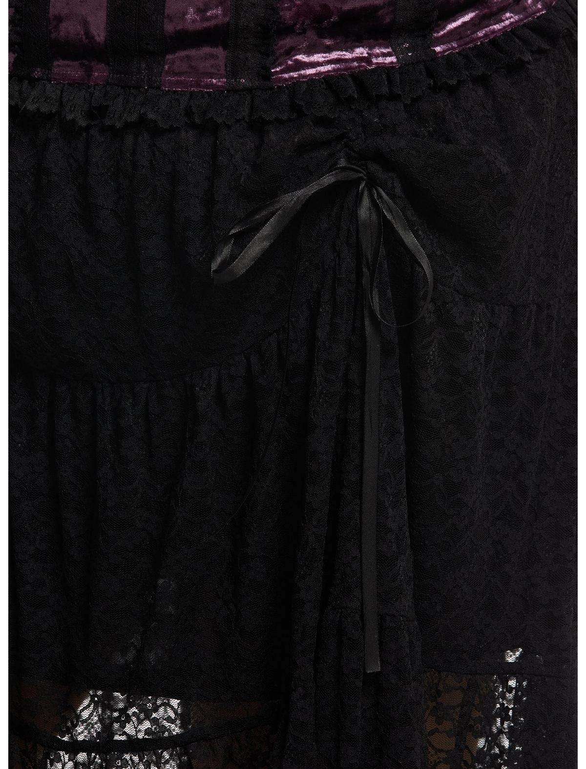 Cosmic Aura Black Lace Ribbon Layered Maxi Skirt Plus Size - US 9065
