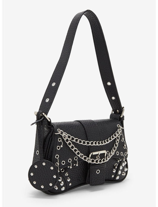 Chain Stud Hardware Saddle Shoulder Bag - US 5495