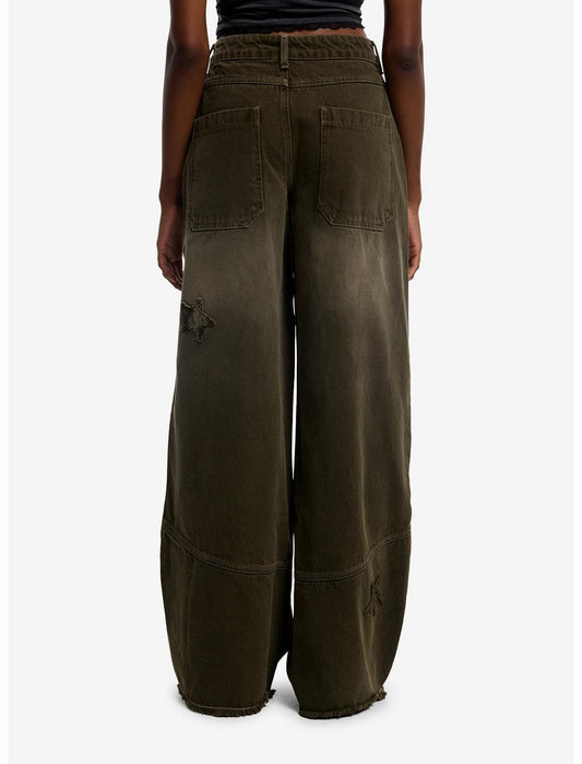 Distressed Stars Green Wash Jeans - US 5929