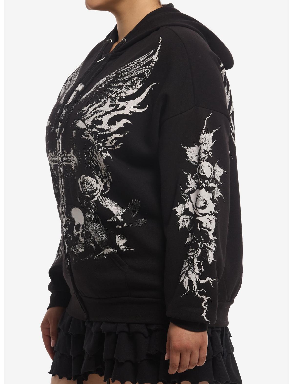 Cosmic Aura Raven Skull Cross Girls Hoodie Plus Size - US 1035