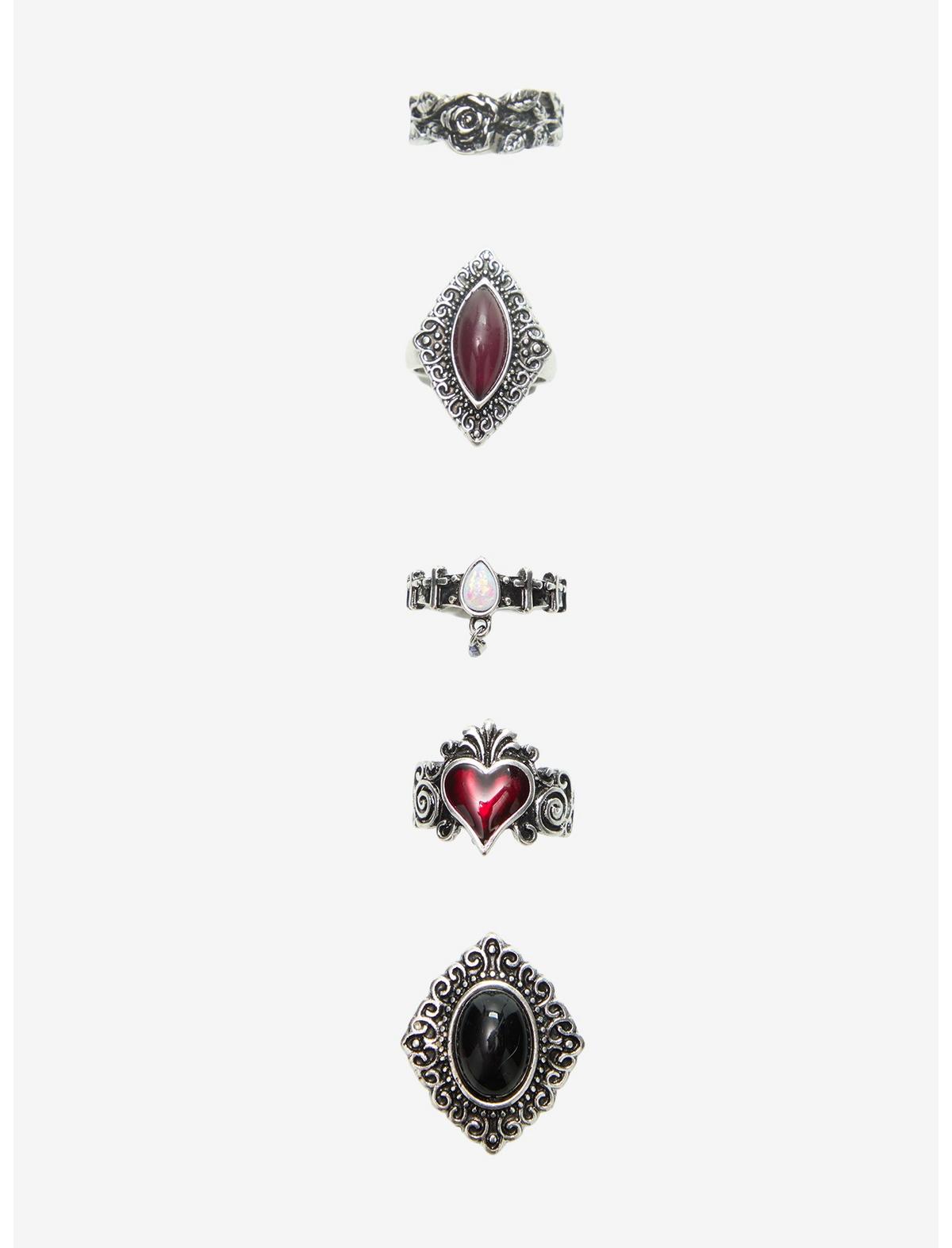 Cosmic Aura Ornate Heart Gem Ring Set - US 4336