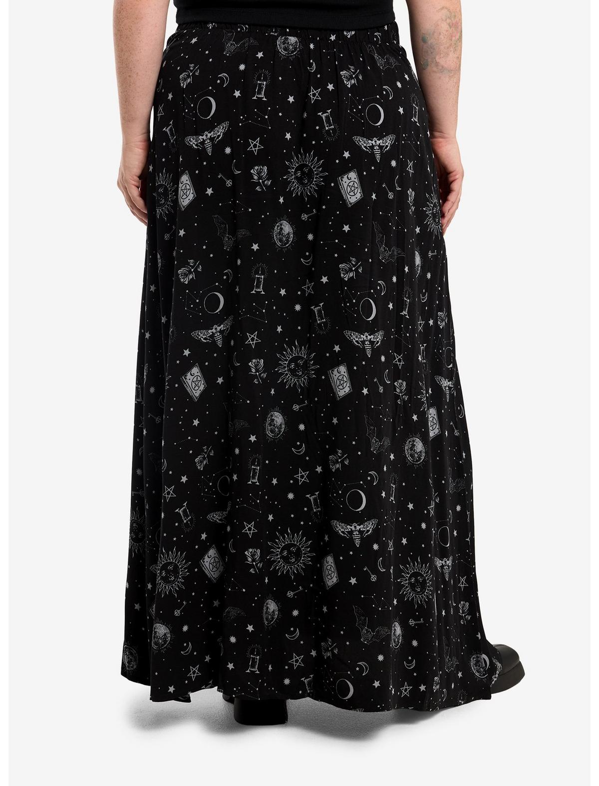 Cosmic Aura Witchy Celestial Button Maxi Skirt Plus Size - US 0008