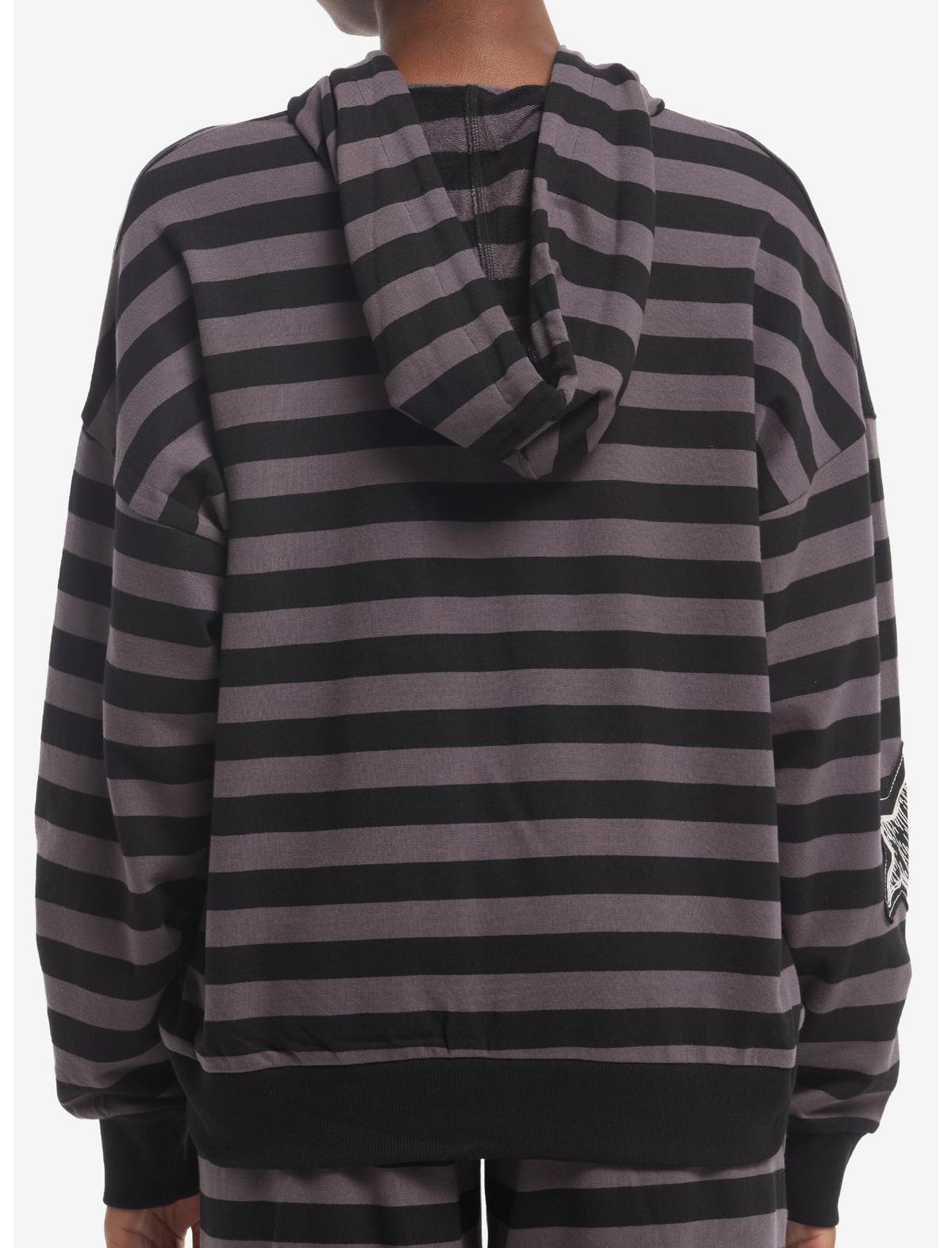Black & Grey Stripe Star Girls Oversized Hoodie - US 6644