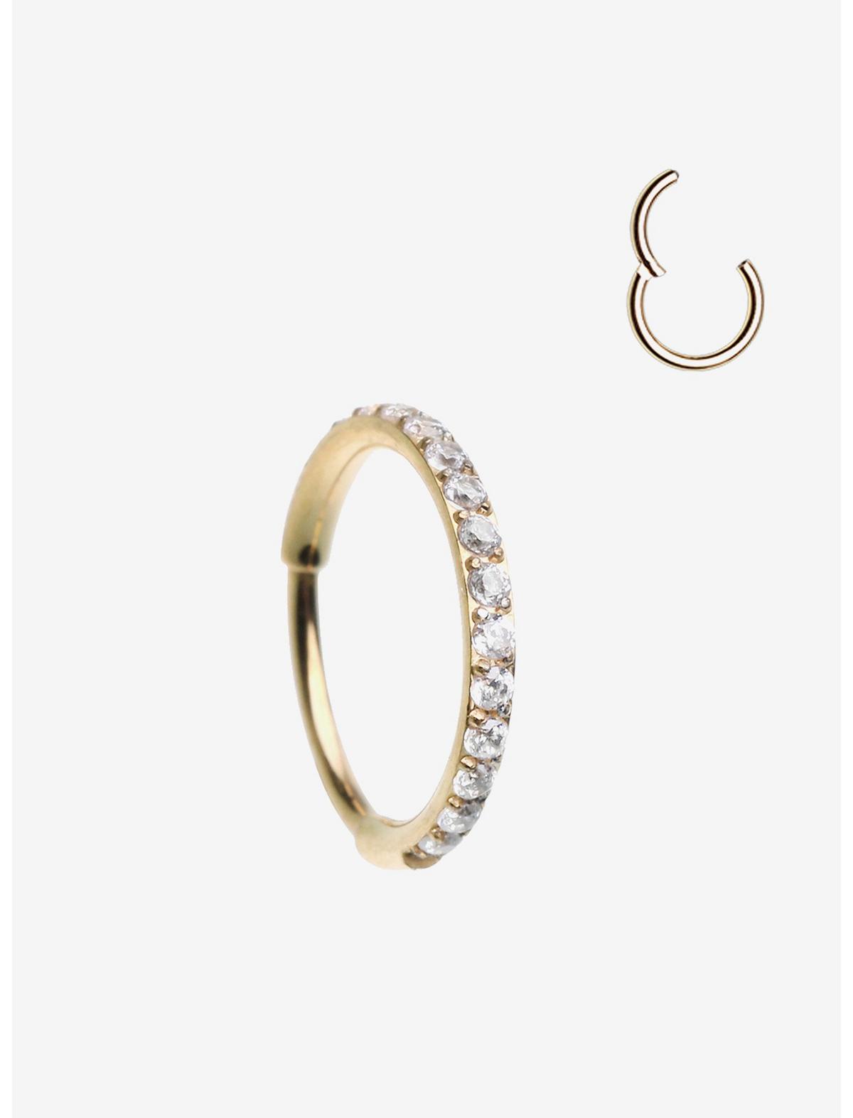 20G Titanium Gold Bling Hinged Clicker - US 3878