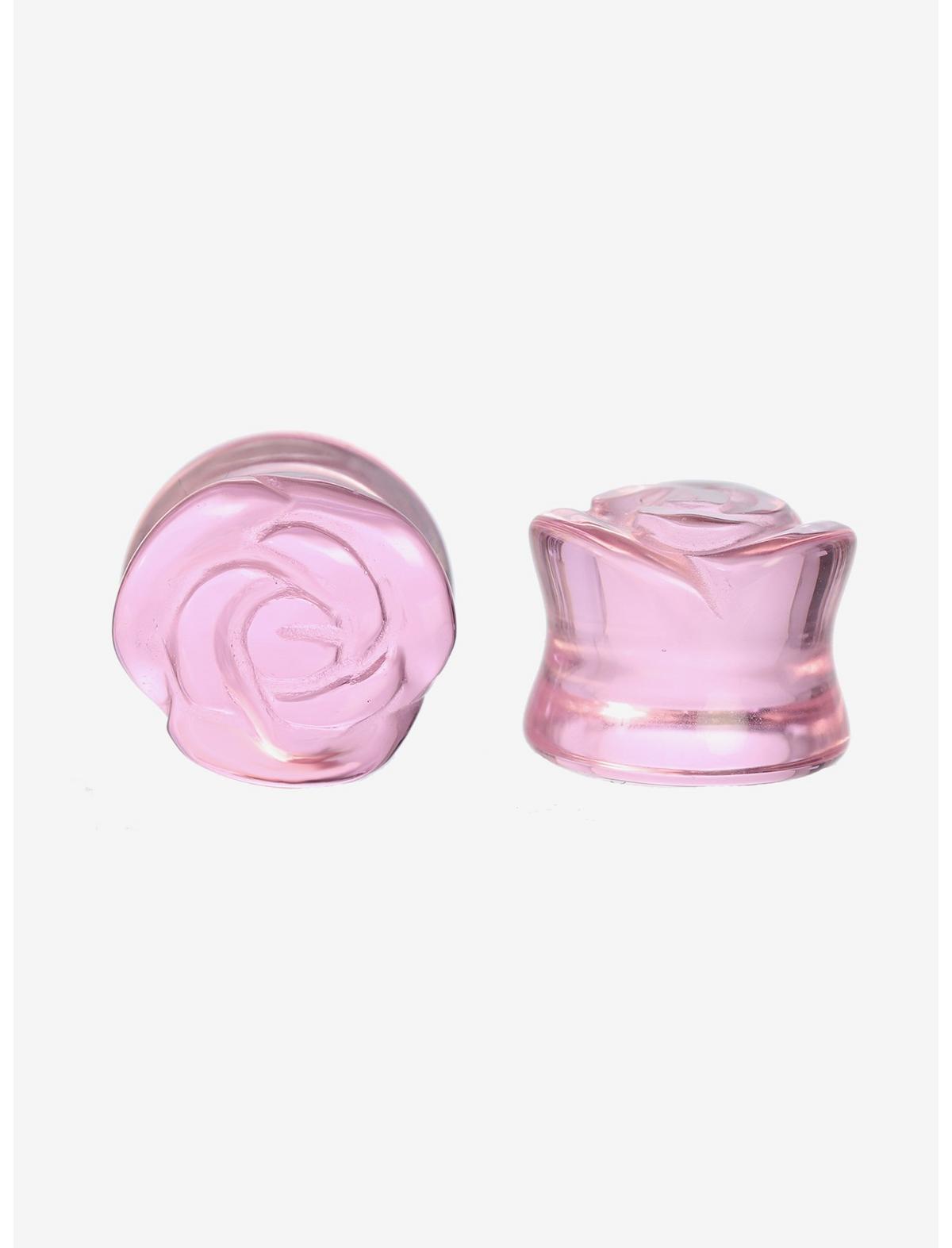 Glass Pink Rose Flare Plug 2 Pack - US 1185