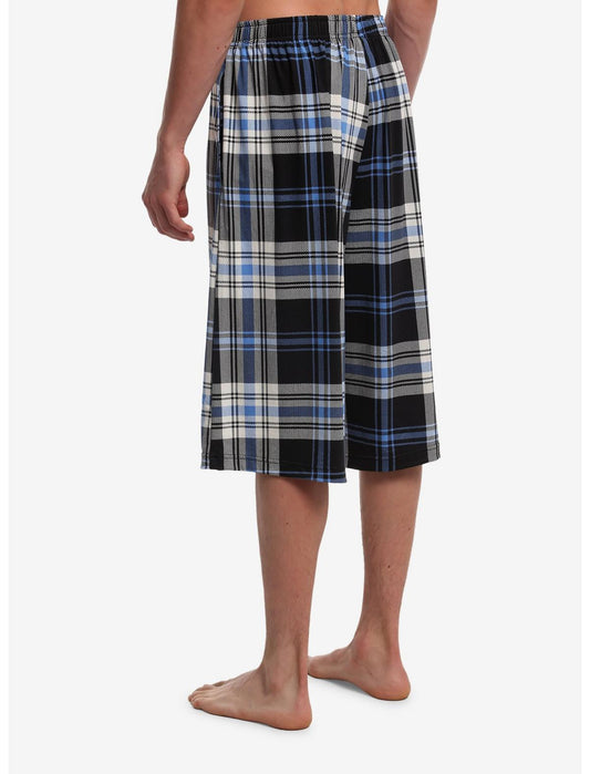 Blue & Black Plaid Pajama Shorts - US 0166