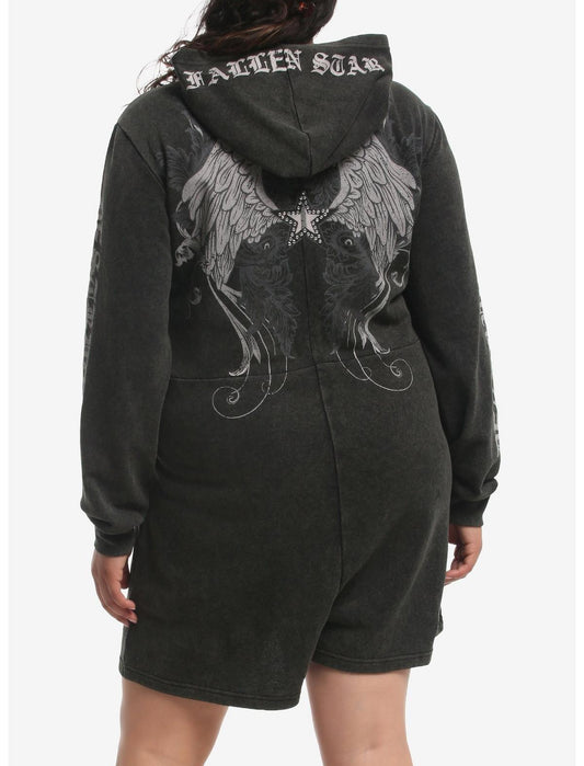 Destructive Heart Filigree Girls Hooded Romper Plus Size - US 7861