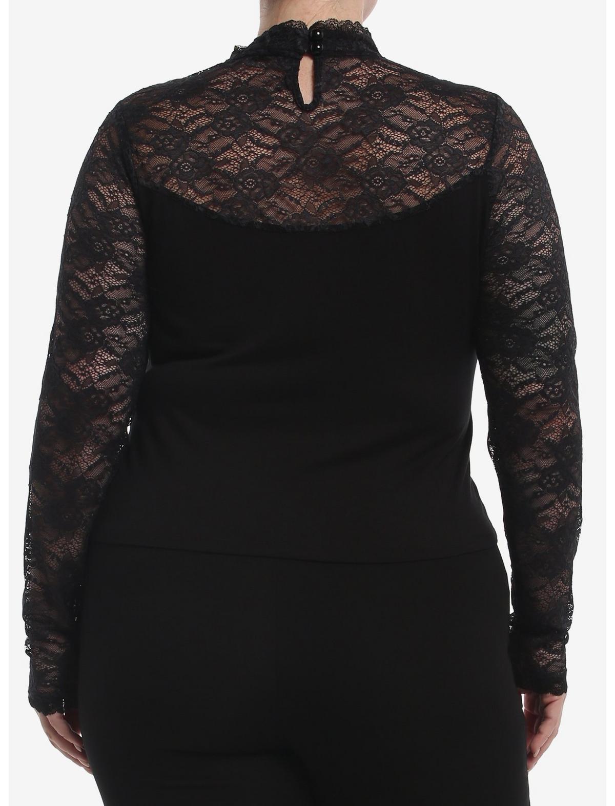 Cosmic Aura Black Cutout Lace Girls Long-Sleeve Top Plus Size - US 5163
