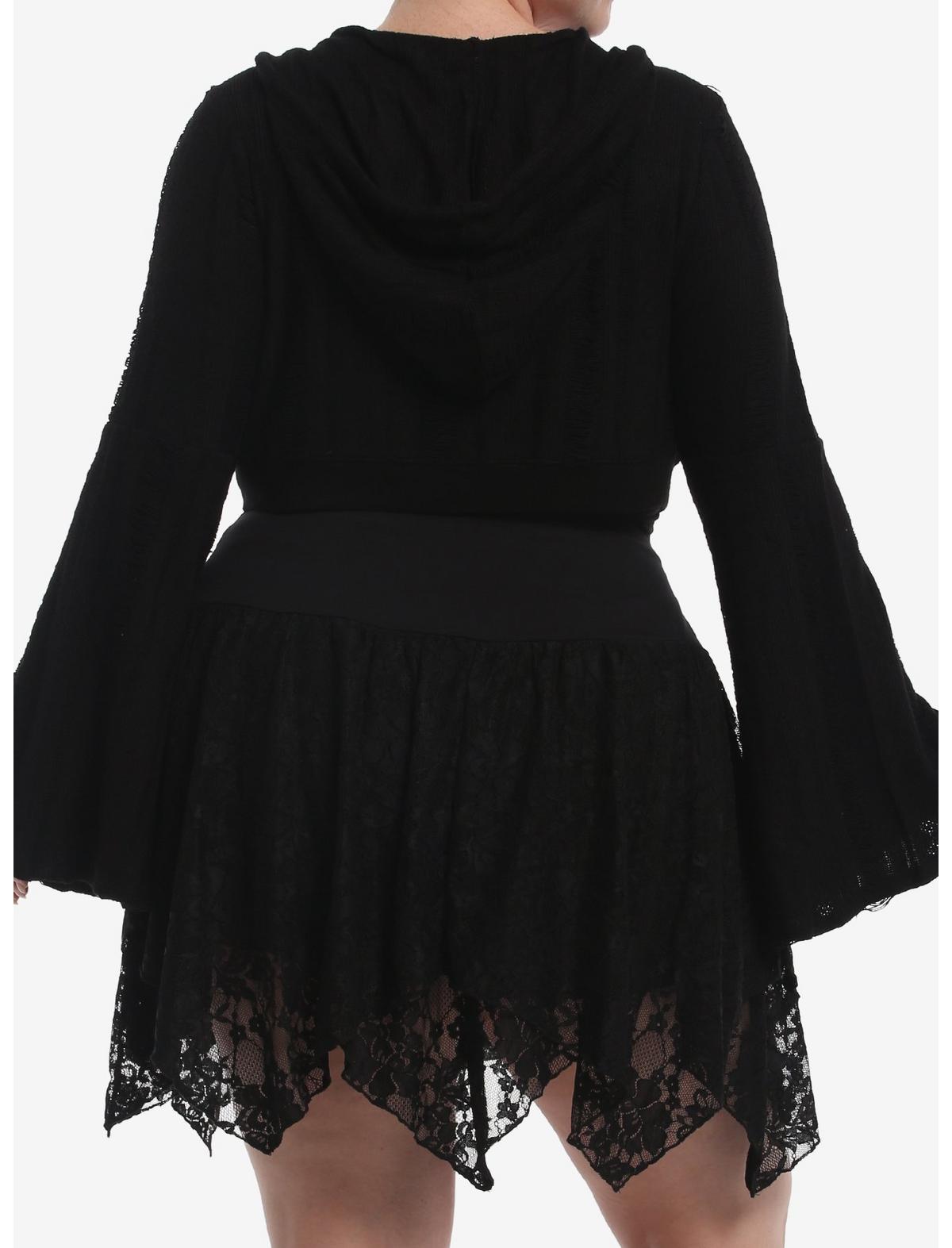 Cosmic Aura Bell Sleeve Hooded Girls Knit Shrug Plus Size - US 8331
