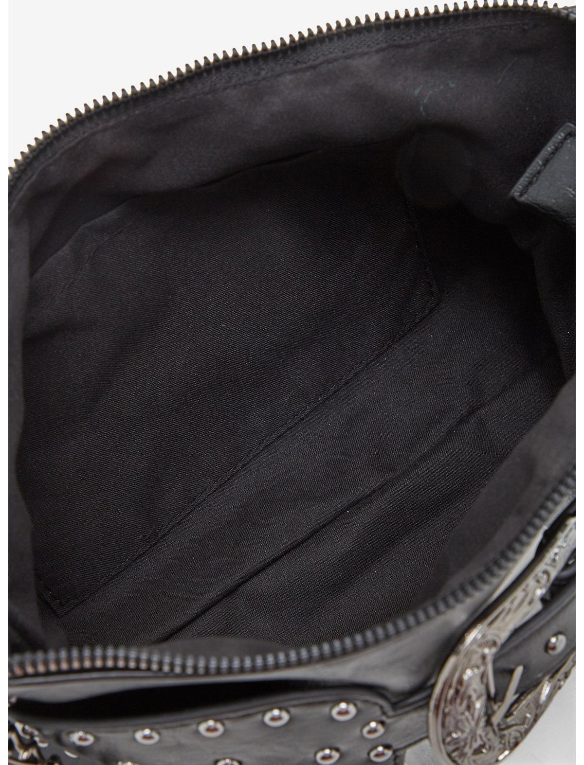 Black Belted Chain Fox Tail Shoulder Bag - US 2664