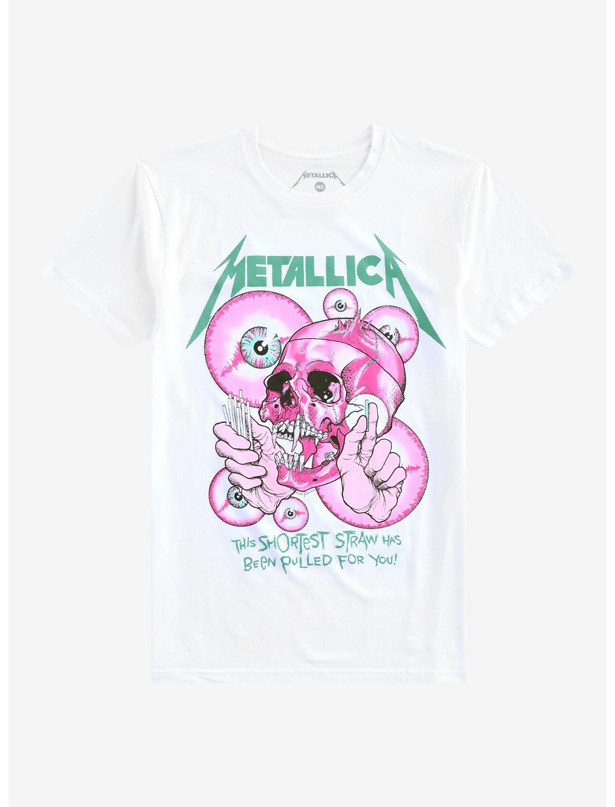 Metallica The Shortest Straw Pink Skull T-Shirt - US 3737