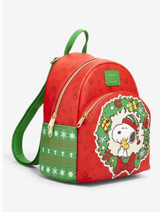 Loungefly Peanuts Snoopy & Woodstock Wreath Mini Backpack - US 9875