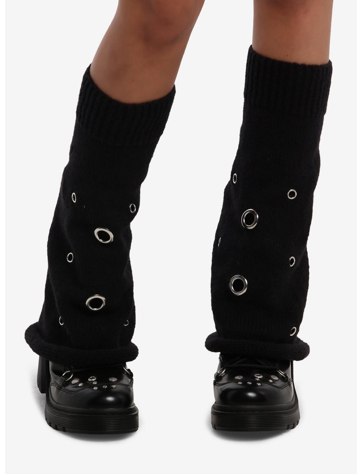 Black Grommet Flared Leg Warmers - US 0662