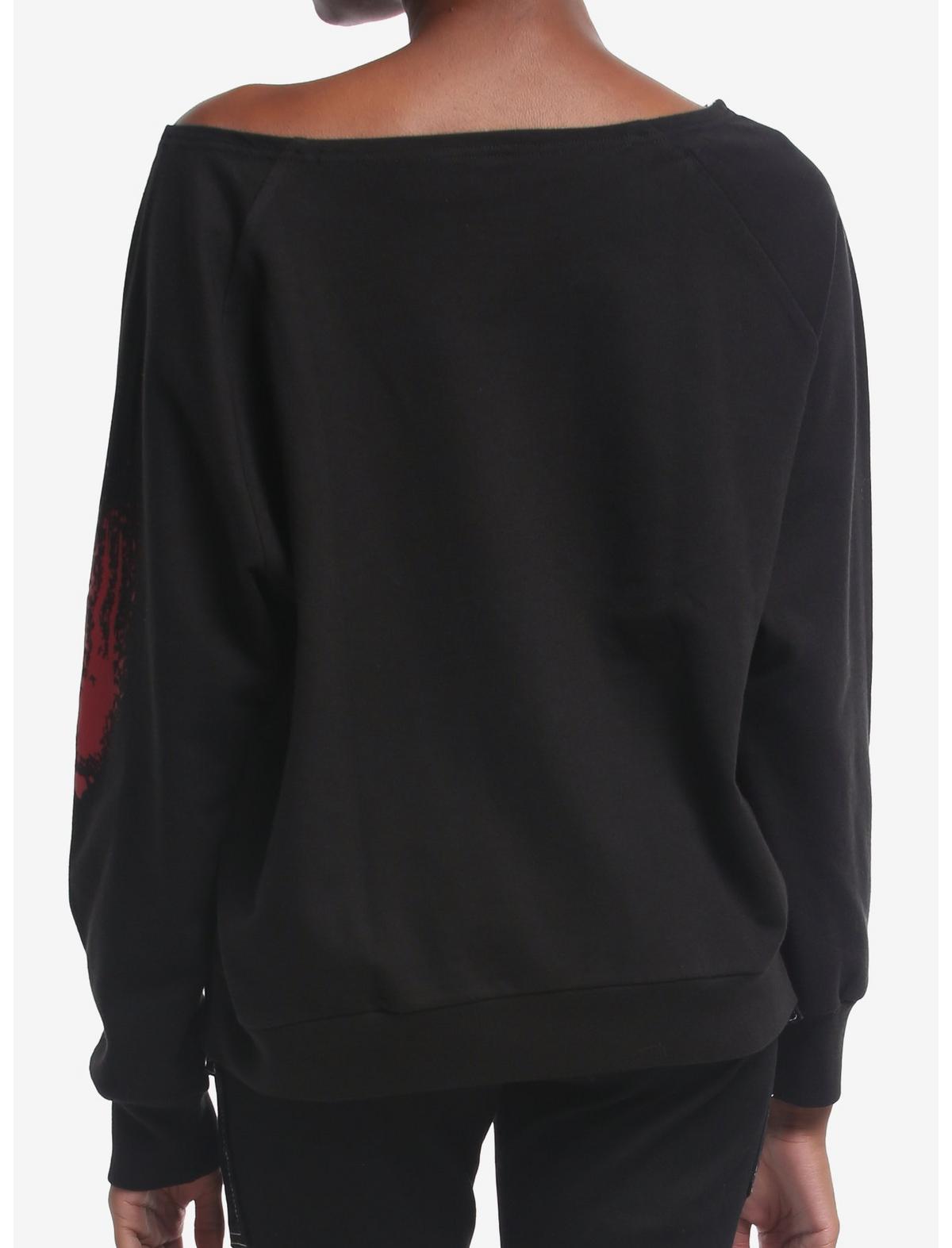 A Nightmare On Elm Street Writing Girls Off-Shoulder Sweatshirt - US 7083