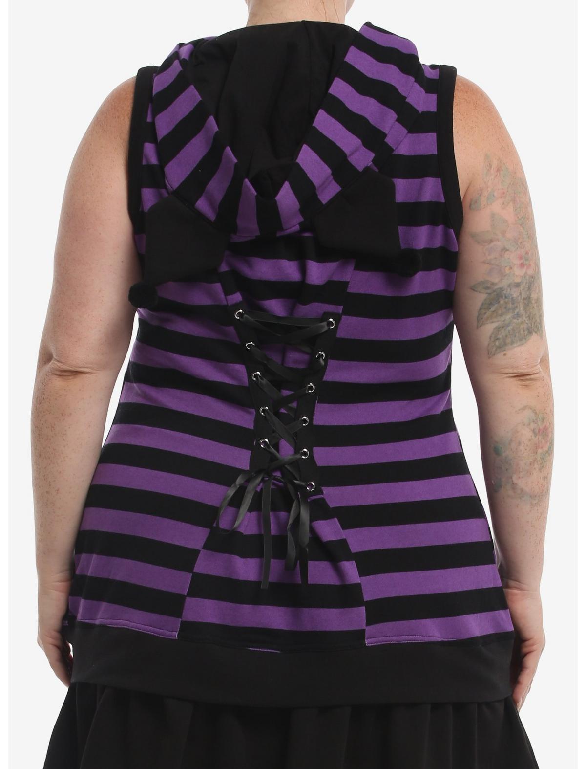 Kuromi Stripe Butterfly Hoodie Dress Plus Size - US 5178