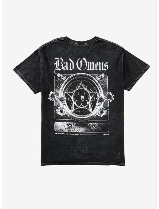 Bad Omens Floral Skull Mineral Wash T-Shirt - US 6495