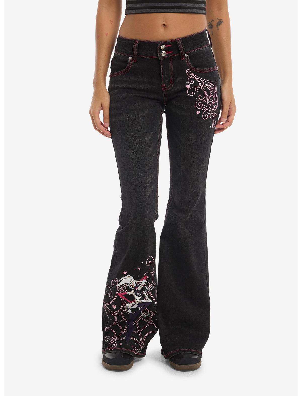 Hazbin Hotel Angel Dust Rhinestone Low-Rise Jeans - US 2995