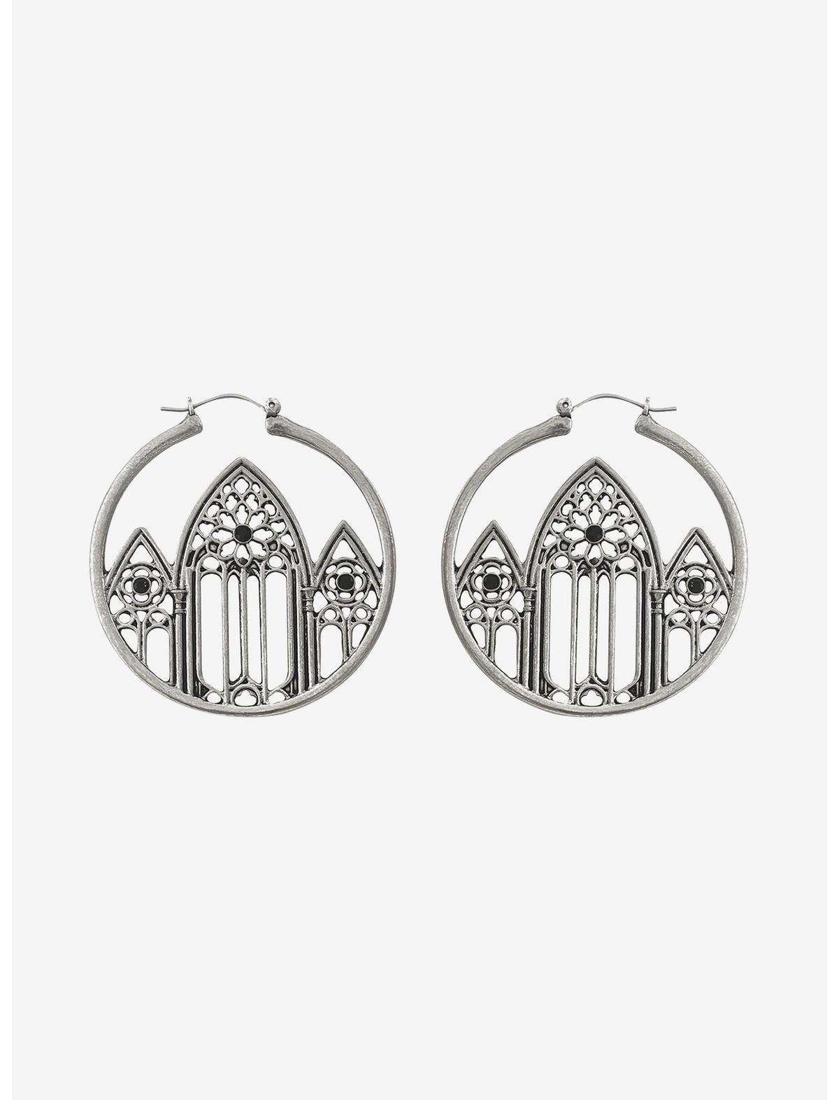 Cosmic Aura Gothic Cathedral Hoop Earrings - US 5487