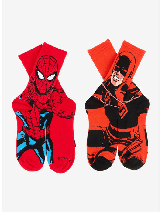 Marvel Spider-Man & Daredevil Crew Socks 2 Pair - US 8597