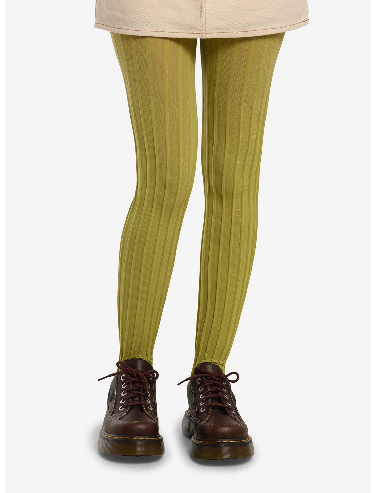 Green Ribbed Tights - US 2058