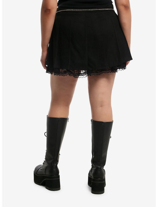 Cosmic Aura Moon Pendant Chain Pleated Skirt Plus Size - US 8439