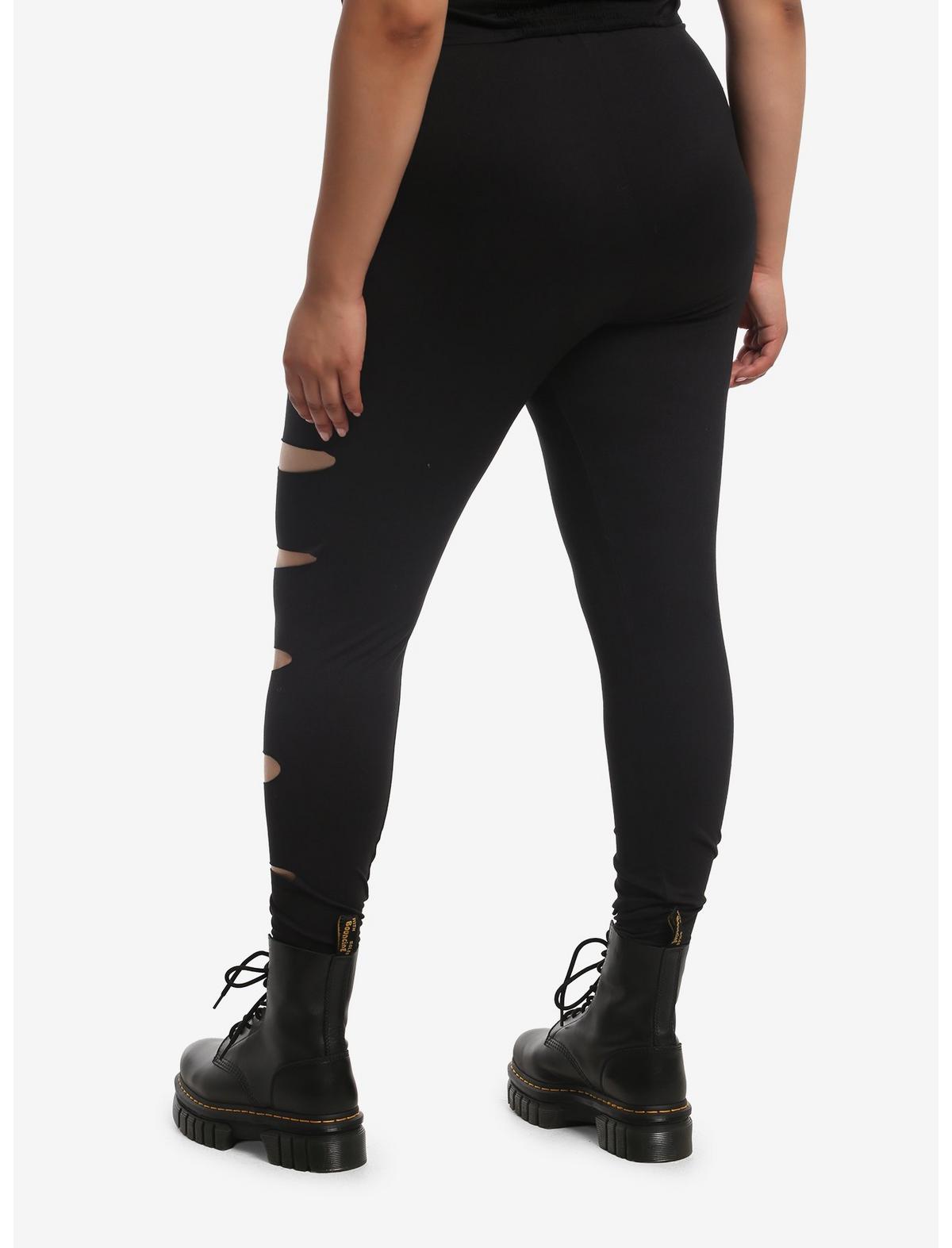 Black Side Cutout Leggings Plus Size - US 5998