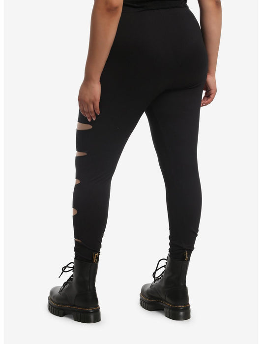 Black Side Cutout Leggings Plus Size - US 5998