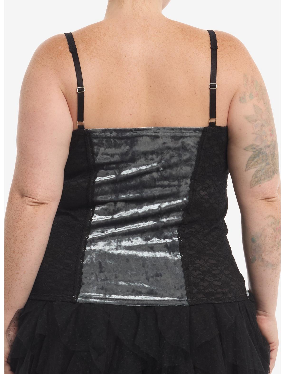 Cosmic Aura Grey & Black Velvet Lace-Up Girls Cami Plus Size - US 5954
