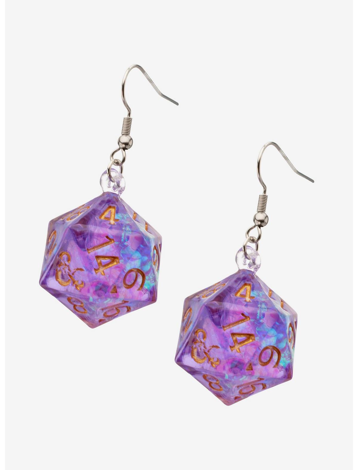Dungeons & Dragons Purple D20 Drop Earrings - US 6427