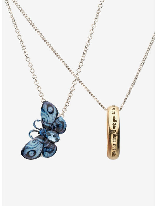 Corpse Bride Butterfly Quote Ring Best Friend Necklace Set - US 9426