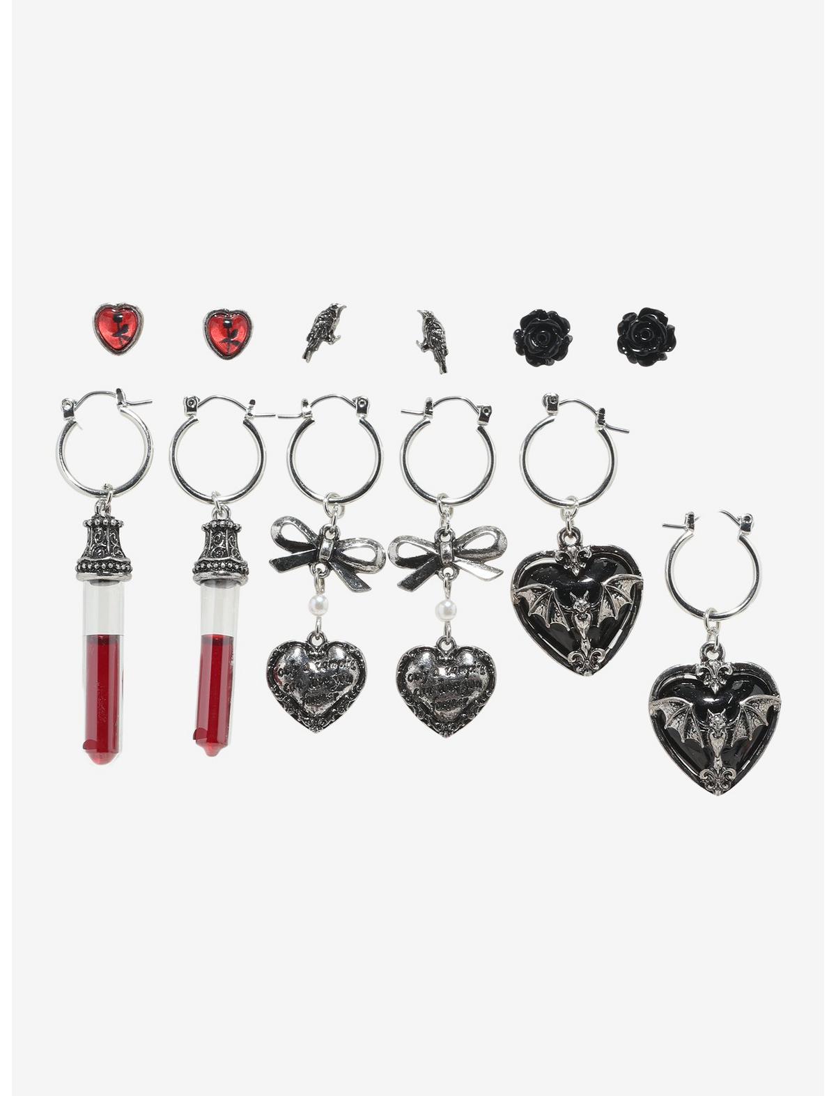 Cosmic Aura Vampire Blood Heart Earring Set - US 0439