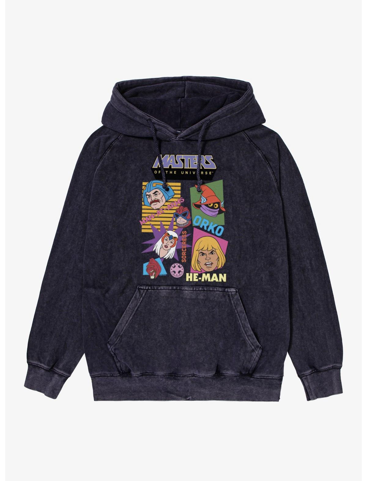 Masters Of The Universe Retro Hero Faces Mineral Wash Hoodie - US 8560