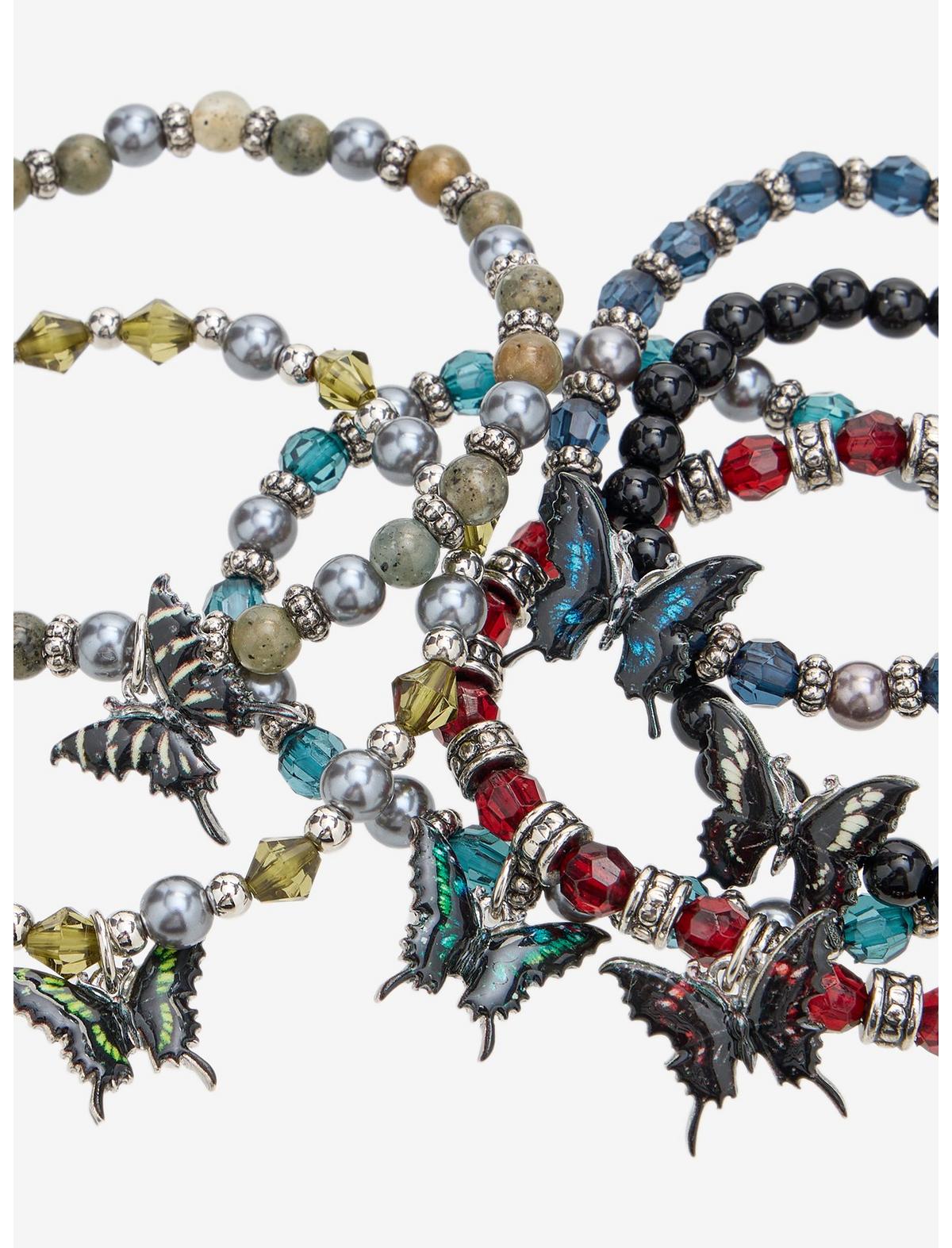Cosmic Aura Butterfly Goth Bead Bracelet Set - US 1872
