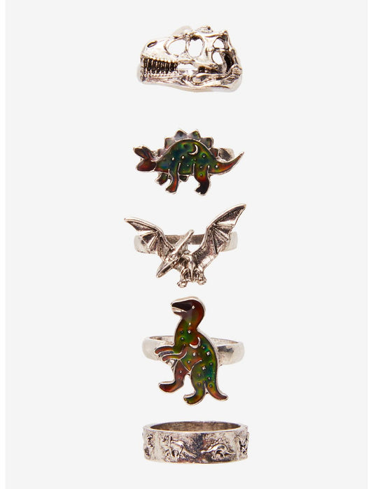 Dinosaur Fossil Mood Ring Set - US 9319