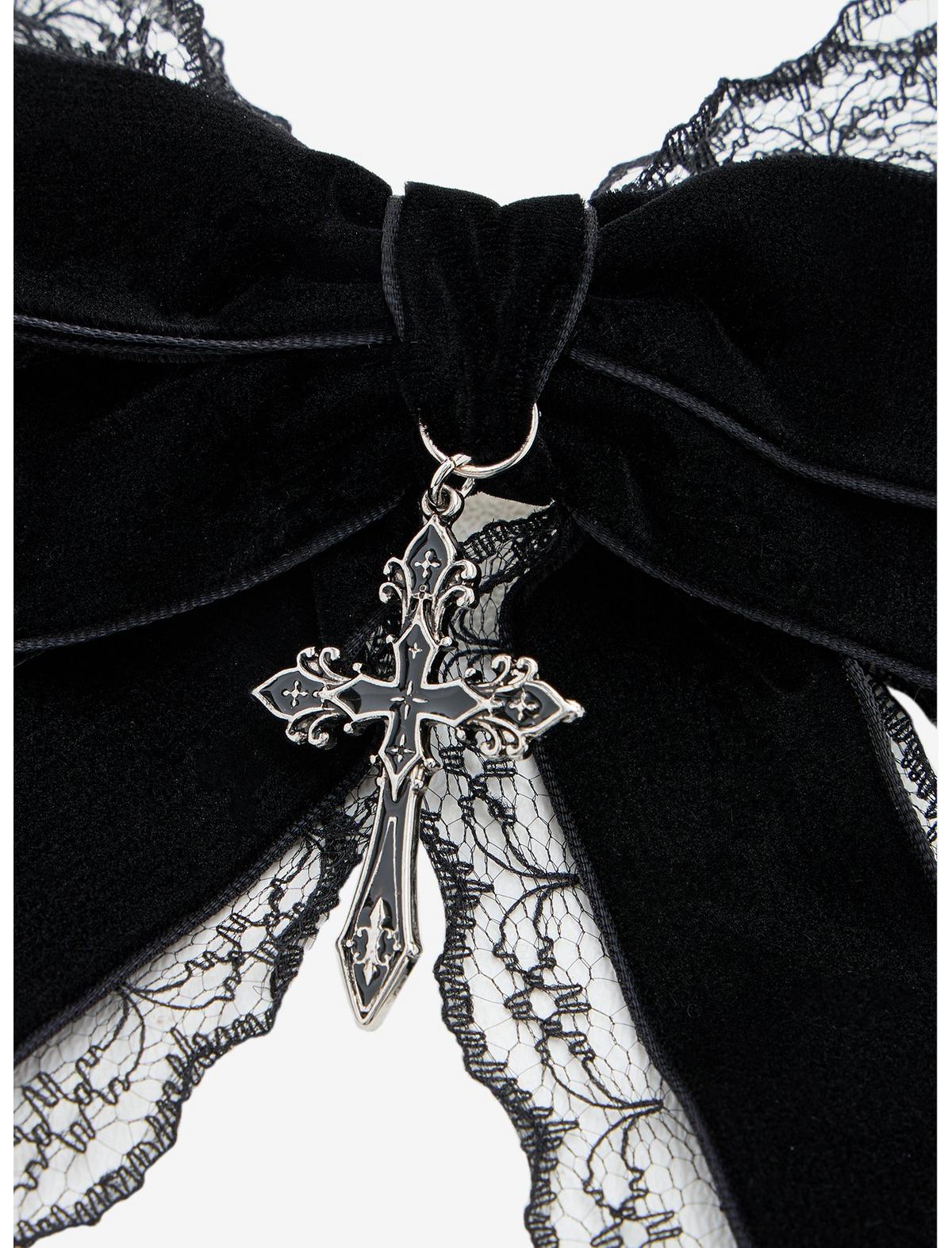 Cosmic Aura Black Lace Cross Hair Bow - US 6866