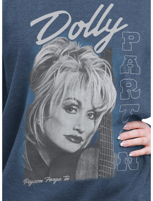 Dolly Parton Guitar Portrait Girls Oversized Sweatshirt - US 1696