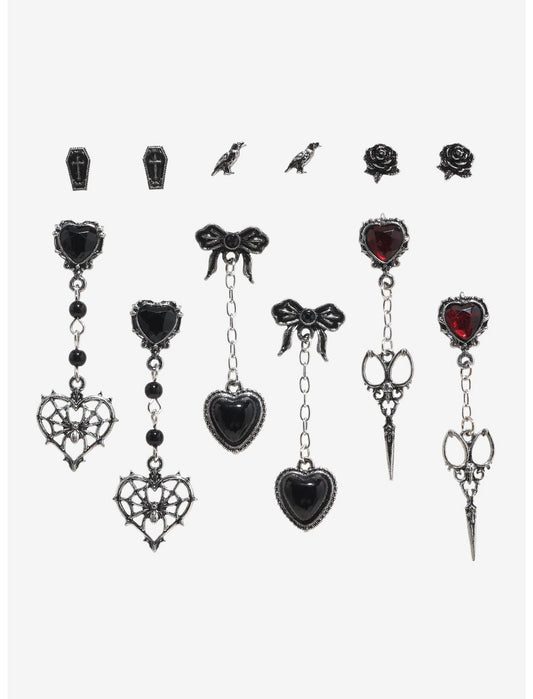 Cosmic Aura Ornate Scissors Heart Earring Set - US 2885