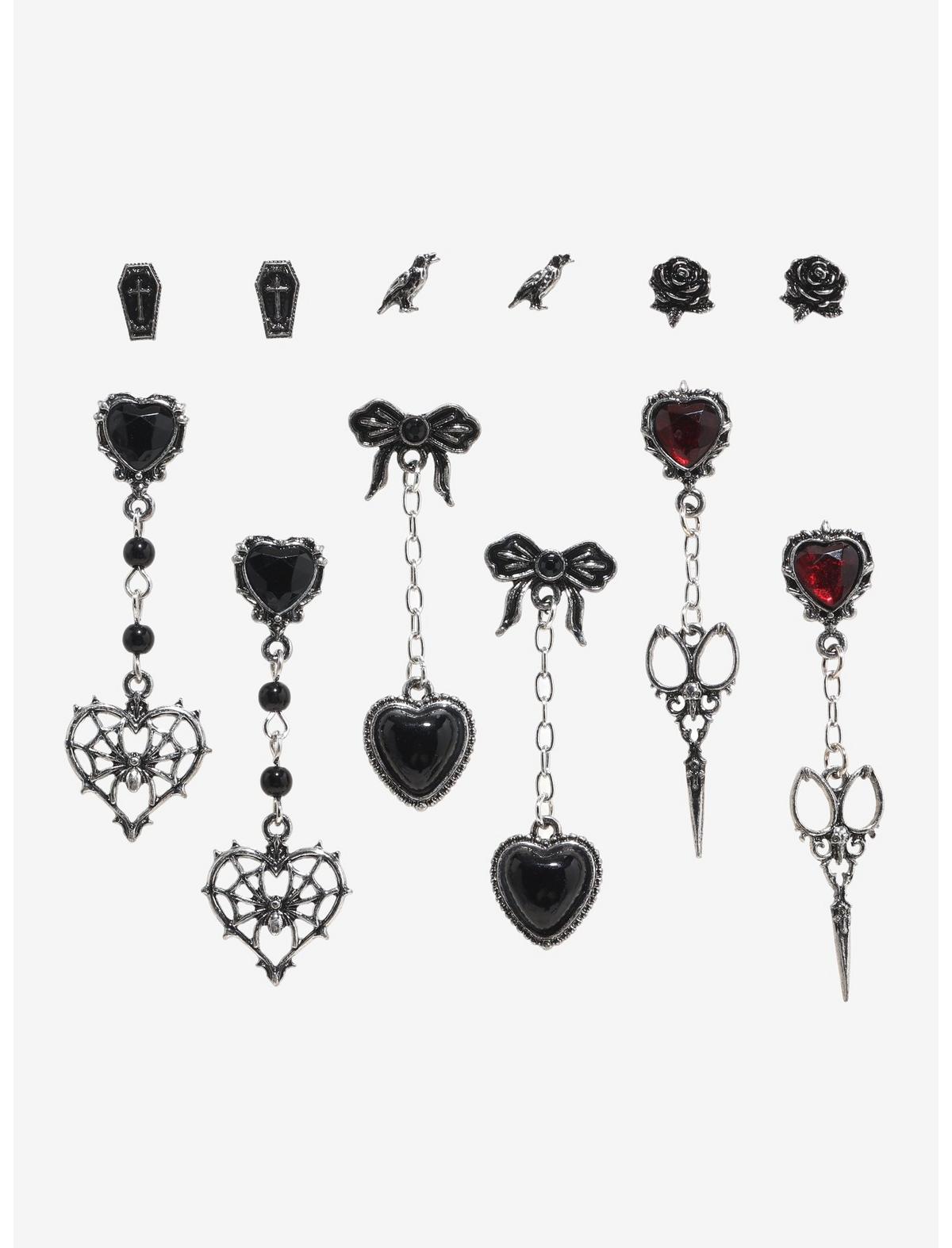 Cosmic Aura Ornate Scissors Heart Earring Set - US 2885