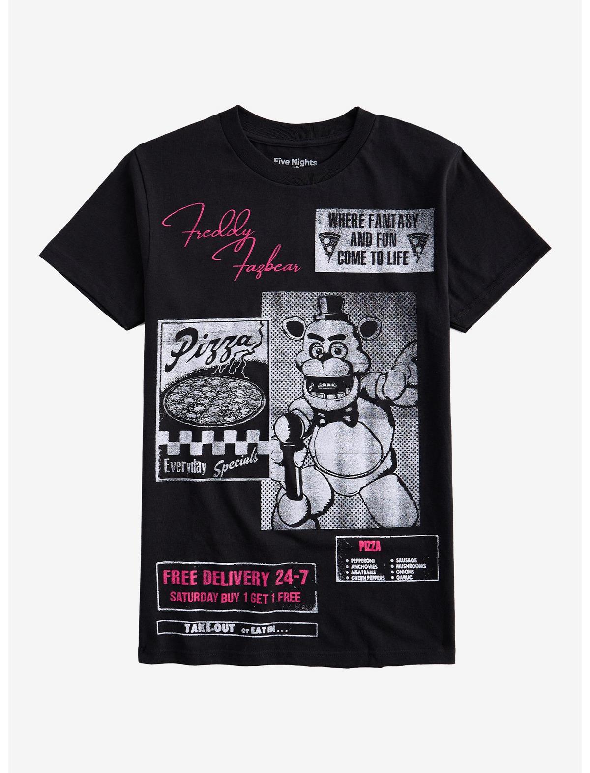 Five Nights At Freddy's Pizza Collage T-Shirt - US 8786