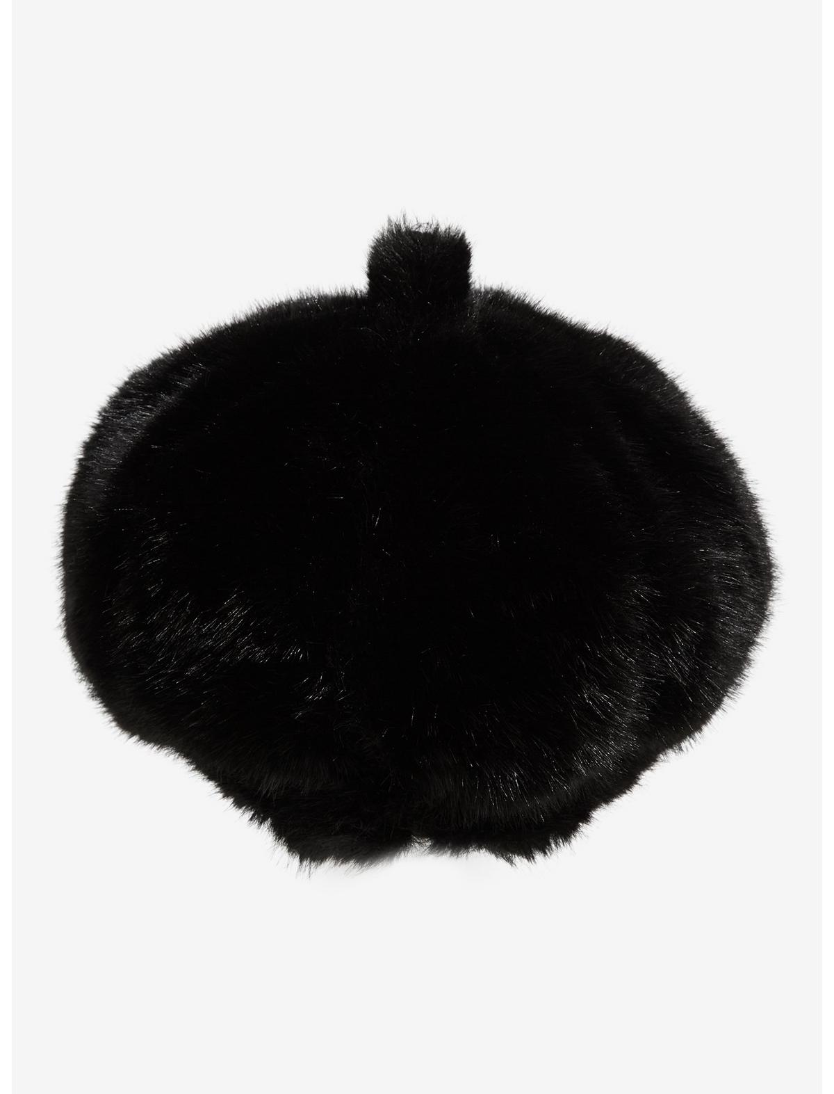 Black Fuzzy Cabbie Hat - US 4018