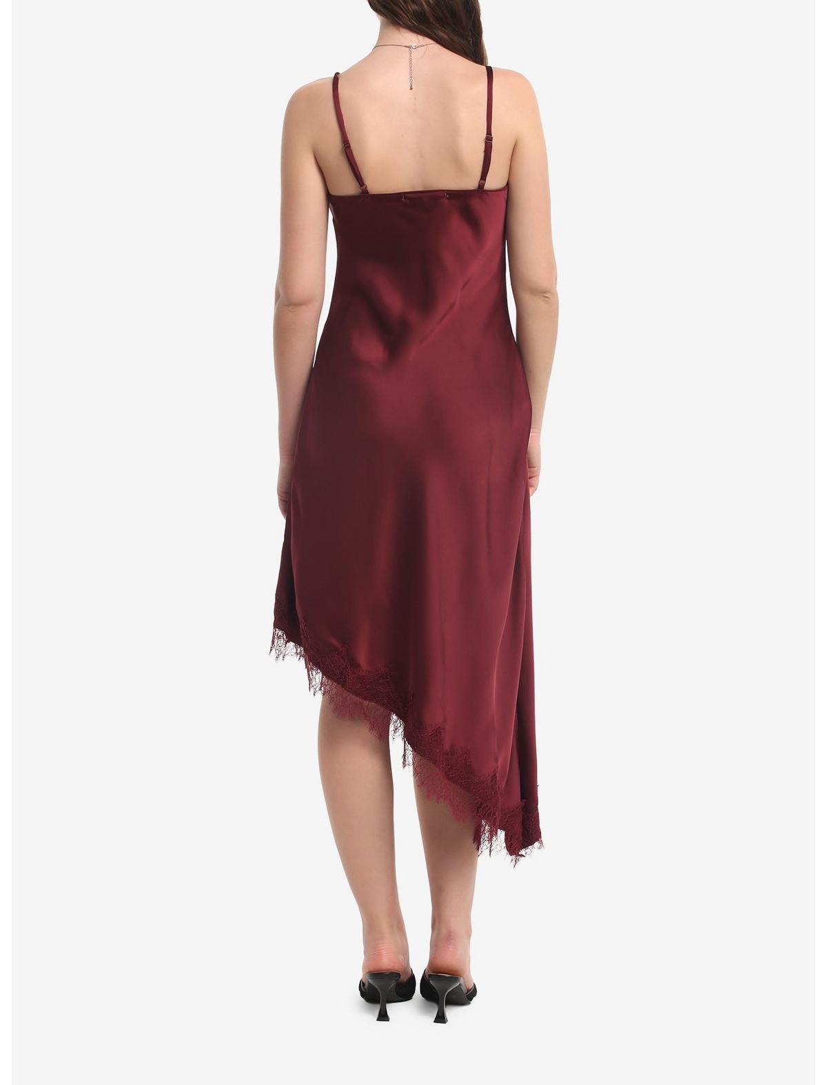 Burgundy Asymmetrical Midaxi Slip Dress - US 1663