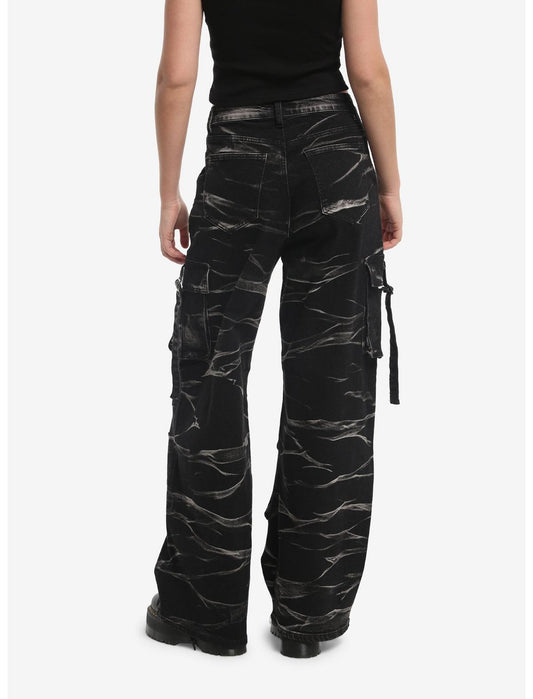 Black & White Wash Cargo Wide Leg Jeans - US 4965